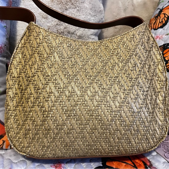 Fossil shoulder bag. 75082. Straw and leather outside, cloth inside. - Picture 2 of 15